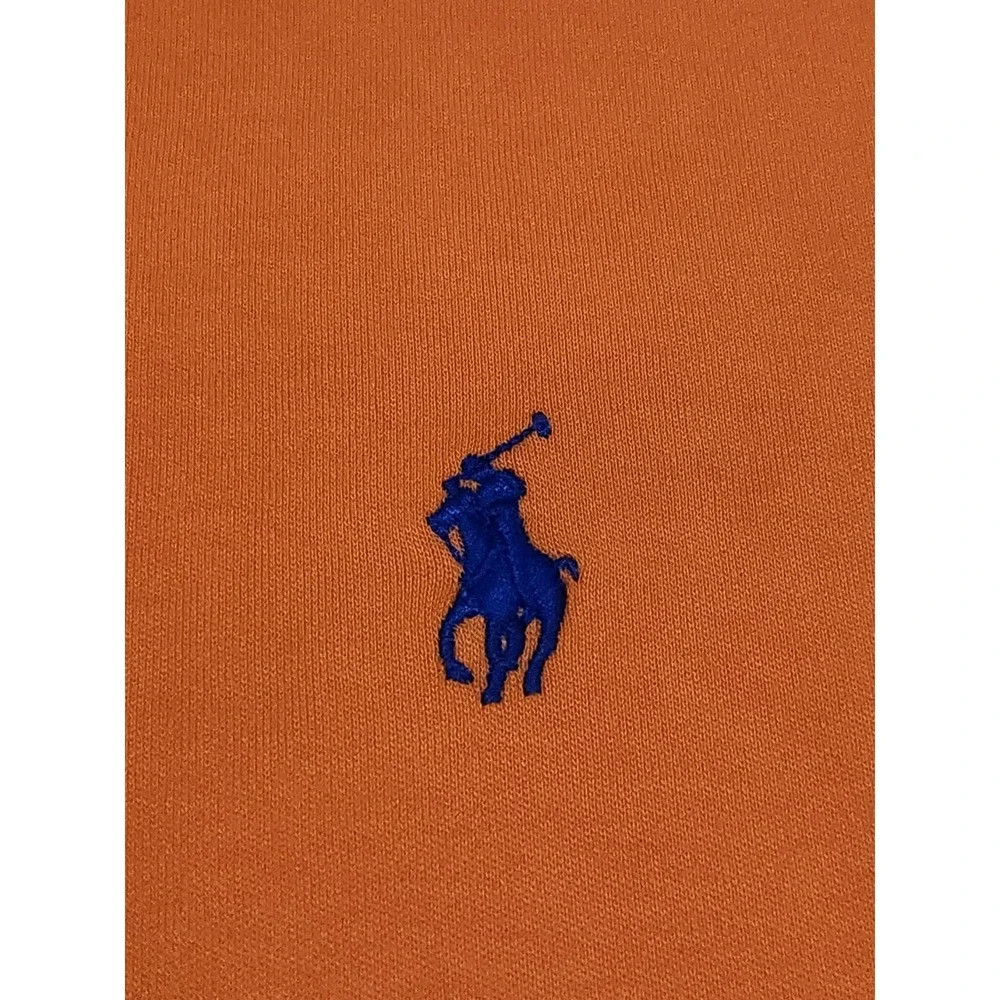 Polo Ralph Lauren Men's Large Orange Cotton Short Sleeve Polo Shirt Blue Pony‎